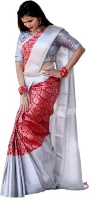 MAA AMAR FASHION Self Design Banarasi Jacquard Saree(Red)