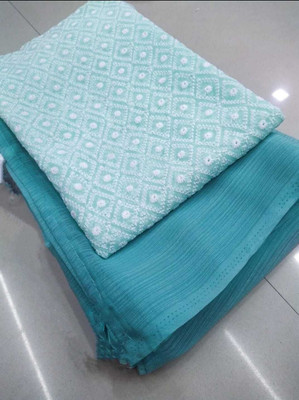 Bapa Sitaram Fashion Solid/Plain, Embroidered Daily Wear Georgette Saree(Light Blue)