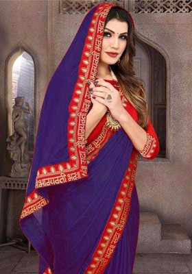 sareel Self Design Banarasi Net Saree(Blue)