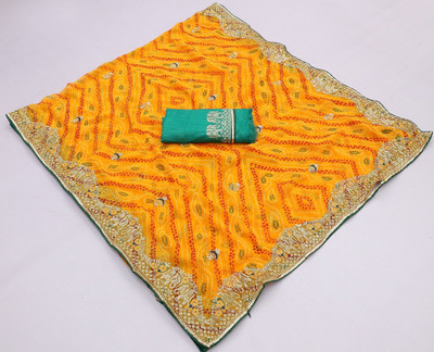 Pranjal Printed Bandhani Georgette Saree(Yellow)