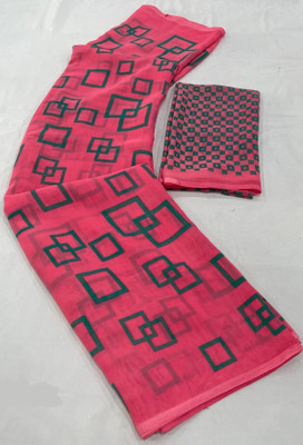 Dori Printed, Floral Print Daily Wear Georgette Saree(Pink)