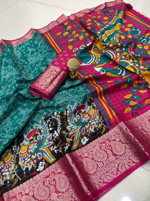 Aika Digital Print Daily Wear Art Silk Saree(Dark Green)