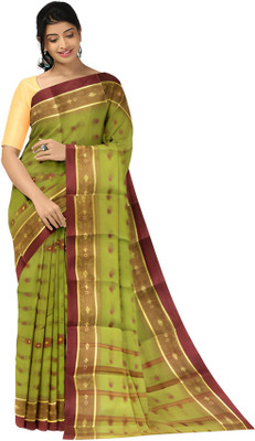 HARE KRISHNA ENTERPRISE Solid/Plain Handloom Pure Cotton Saree(Light Green)