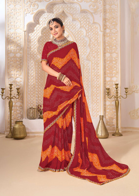 Laxmipati sarees Printed Bollywood Georgette Saree(Red)