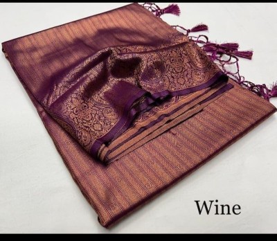 FAB WOVEN Woven Banarasi Pure Silk Saree(Magenta)