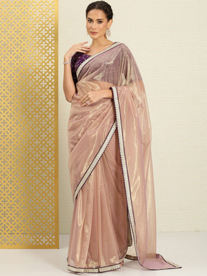 House of Pataudi Woven Daily Wear Net Saree(Purple)