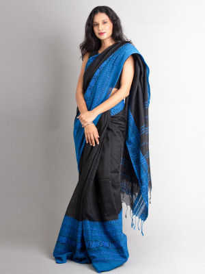 ADbutiq Self Design Bollywood Handloom Pure Cotton Saree(Blue)