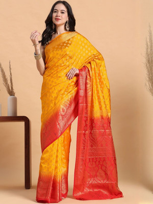 Sangria Woven Daily Wear Silk Blend Saree(Mustard)
