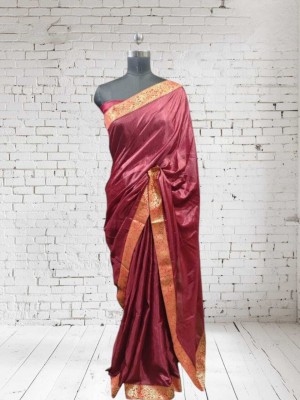 DEEPAK Solid/Plain Banarasi Silk Blend Saree(Maroon)