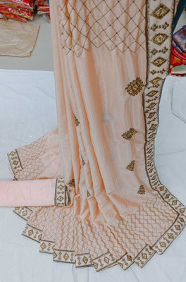 supalee tex Embroidered Paithani Cotton Silk Saree(Cream)