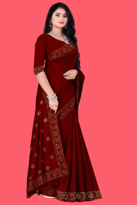 nevya creation Self Design Daily Wear Chiffon, Art Silk Saree(Maroon)