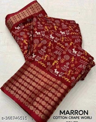 Sita Printed Bollywood Art Silk, Silk Blend Saree(Maroon)