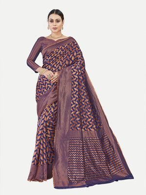 Tavas Woven Banarasi Jacquard Saree(Blue)