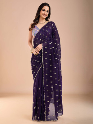 Tasrika Embellished Bollywood Tissue Saree(Purple)