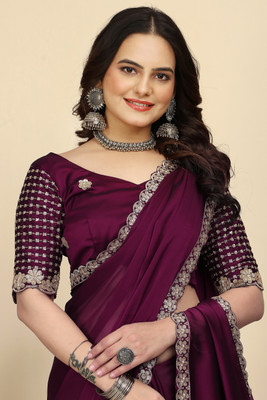 KONICA FAB Embellished Bollywood Chiffon Saree(Maroon)