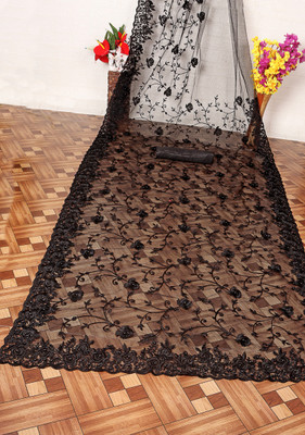 DEVKISONDESIGNER Embroidered Bollywood Net Saree(Black)