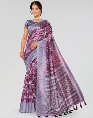 ANIRAV Woven Mysore Art Silk Saree(Purple)