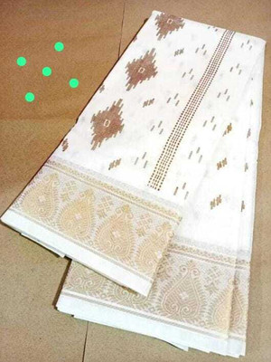 BiswasTextiles Self Design Tant Pure Cotton Saree(White)