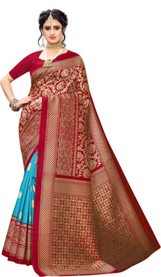 Salooni Printed Kalamkari Silk Blend Saree(Maroon)