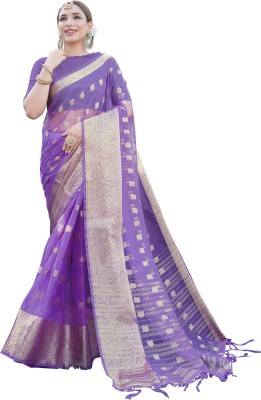 KOTHARI BS Printed Bandhani Organza Saree(Purple)