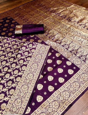 Pegrim Woven, Paisley, Self Design Banarasi Silk Blend Saree(Magenta)