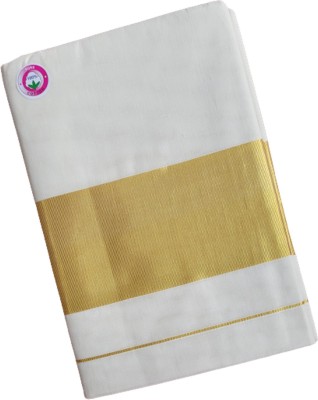 jagasree collections Woven Kasavu Pure Cotton Saree(Gold)