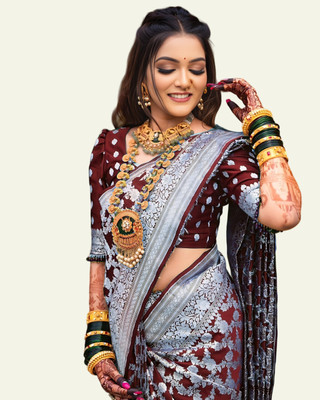 tapovan fashion Woven Banarasi Art Silk Saree(Maroon)