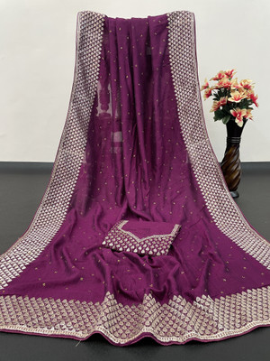 DEV SHREE SILK Woven Bollywood Georgette Saree(Purple)