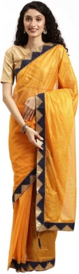 Suali Striped, Solid/Plain, Checkered Daily Wear Art Silk, Cotton Silk Saree(Pack of 3, Yellow)