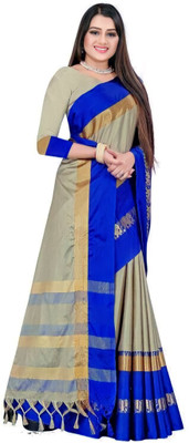 MoonTextile Temple Border Assam Silk Cotton Silk Saree(Orange)
