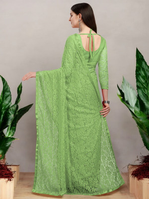 NEXA Self Design Bollywood Net Saree(Green)