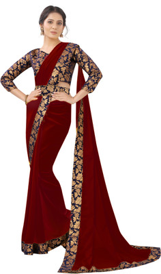 SHRIVALLI Self Design, Solid/Plain, Floral Print, Dyed Bollywood Georgette, Chiffon Saree(Maroon)