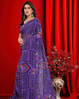 Jayu Printed Daily Wear Georgette Saree(Purple)
