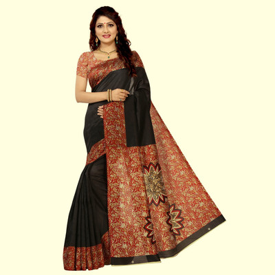 Vimalnath Synthetics Printed Daily Wear Art Silk Saree(Black)