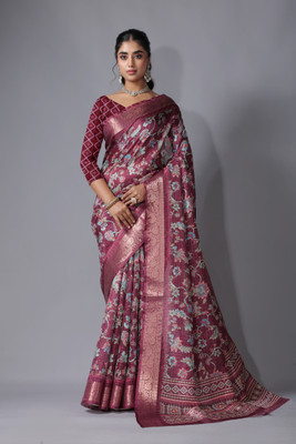 SUKALPA ENTERPRISE Printed Banarasi Art Silk Saree(Brown)