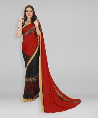 kashvi sarees Paisley, Floral Print Daily Wear Georgette Saree(Red, Black)