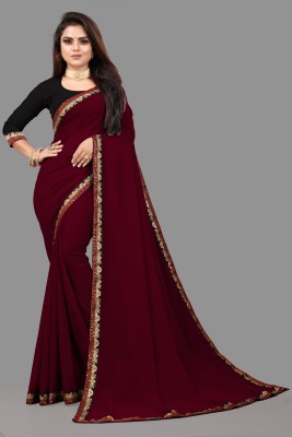 Om Sai Creation Solid/Plain Bollywood Georgette Saree(Maroon)