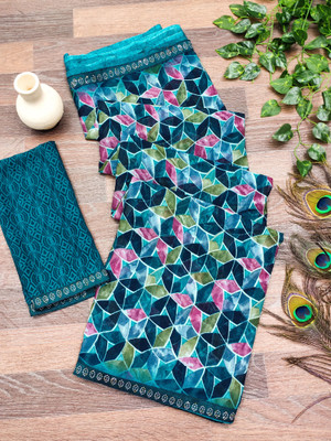 Anand Sarees Printed Bollywood Georgette Saree(Multicolor)