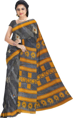 DORI DHAGA Printed Daily Wear Pure Cotton Saree(Grey)