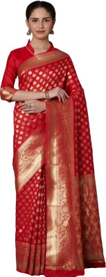 Regaz Self Design, Woven Banarasi Art Silk Saree(Red)