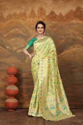 stree silk Woven, Self Design Banarasi Art Silk Saree(Yellow)