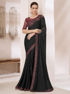 Divastri Embroidered Bollywood Georgette Saree(Black)