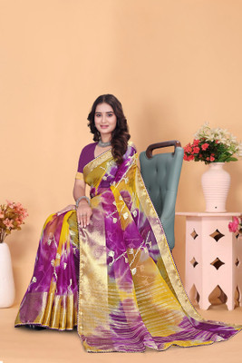 Aarunika LGF Solid/Plain Bollywood Organza Saree(Magenta)