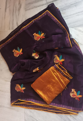 Drapedivine Embroidered Bollywood Chiffon Saree(Multicolor)
