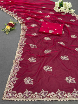 ANKAREEDA FASHION Embroidered Bollywood Georgette Saree(Multicolor)