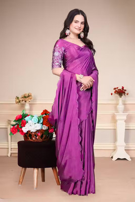 Colour9Fashion Embroidered Bollywood Georgette Saree(Purple)