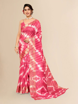 Moda Rapido Printed Bollywood Cotton Blend Saree(Pink)