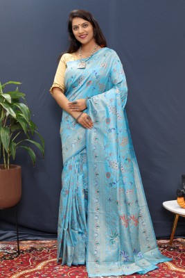 amirat Woven Banarasi Jacquard Saree(Light Blue)