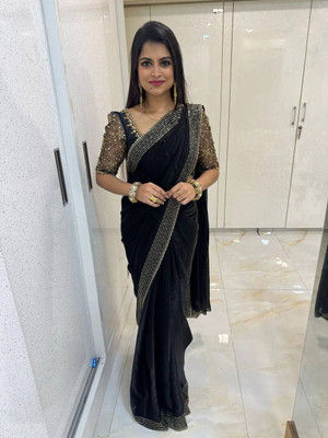 ZARISTACREATION Self Design Bollywood Cotton Silk Saree(Black)
