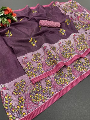 Priyashi Printed Daily Wear Art Silk Saree(Purple)